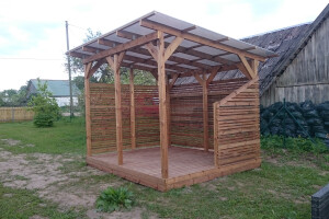 Proverteks OÜ Aia ehitus, Lehtla - immutatud puidust, katus polükarbonaat. Lehtla ehitus.