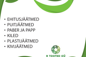 R TOOTED OÜ Puhastusteenused, puhastusteenused; ehitusjäätmete utiliseerimine; ehitusjäätmete äravedu; okste vedu