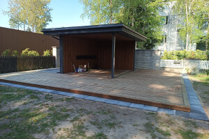 Kikai OÜ Üldehitus, väliköögi ehitus, terrassi varikatus, puitterass