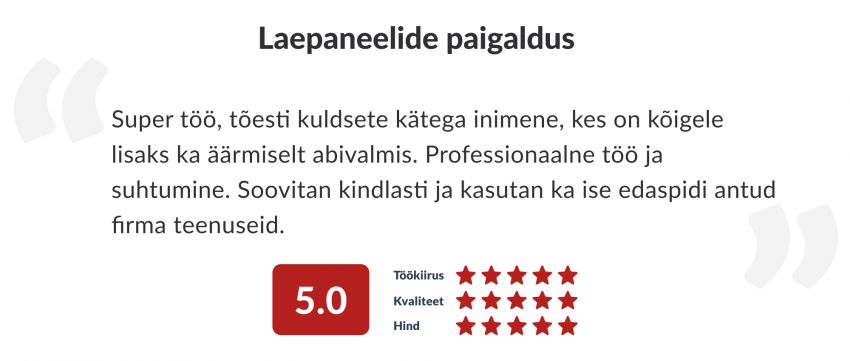 Hinnang töö teostajale