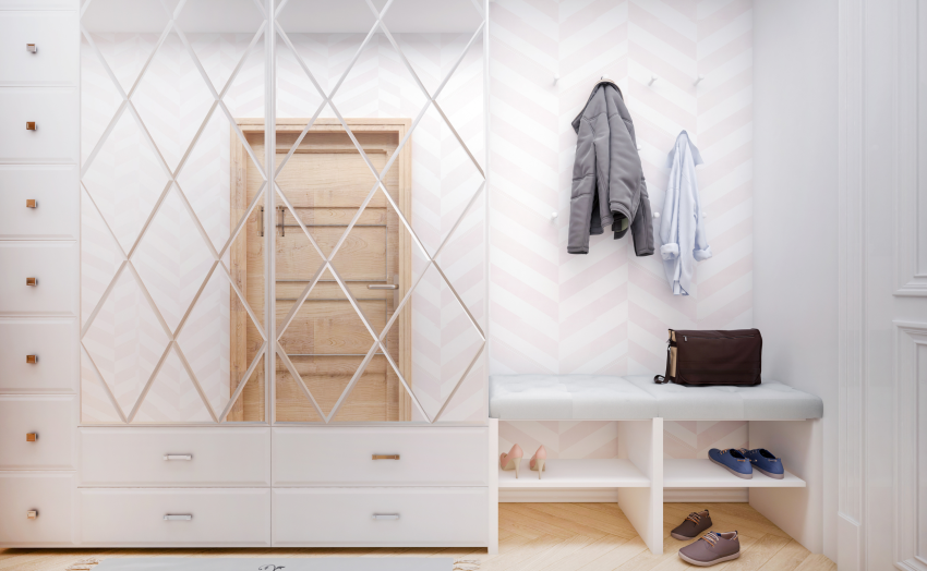 kitsas esik sisekujundus, esiku kujundamine ideed, nutikad lahendused esikusse, minimalistlik esik sisustus, esiku valgustus, neutraalsed toonid esikus, ruumi säästvad mööblilahendused, esiku remont ja kujundus