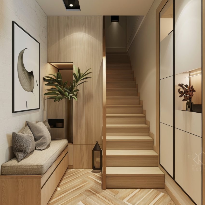 kitsas esik sisekujundus, esiku kujundamine ideed, nutikad lahendused esikusse, minimalistlik esik sisustus, esiku valgustus, neutraalsed toonid esikus, ruumi säästvad mööblilahendused, esiku remont ja kujundus