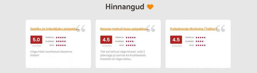 klientide hinnangud kodulehel, klientide tagasiside veebilehel, kodulehel hinnangud, klientide tagasiside kodulehel