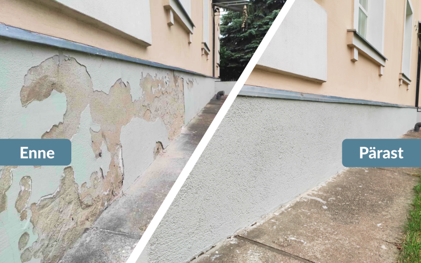 sokkel, sokli parandamine, lagunev sokkel, sokli krohvimine, sokli renoveerimine, kortermaja, korteriühistu