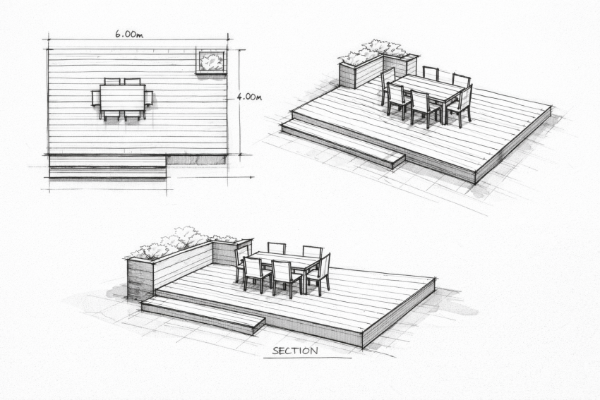 terrassi ehitus, terrassi planeerimine, terrassi ehituse vead, terrassi materjalid, terrassi kõrgus, terrassi äravool, terrassi ehitusluba, puitterrass, terrassi ehitamine, terrassi aluskonstruktsioon